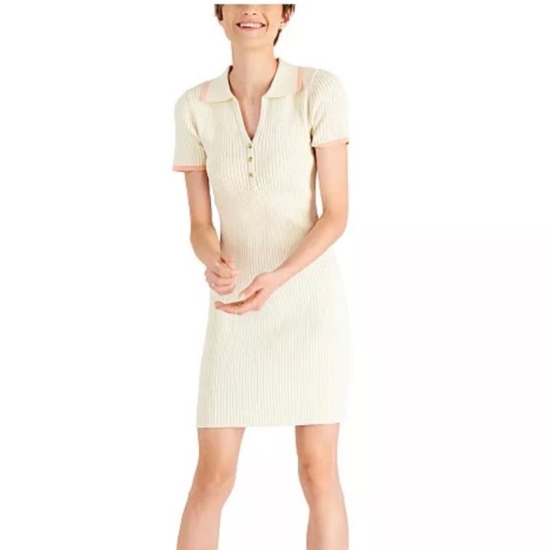 Leyden Polo Contrast Trim Dress Ribbed Collared Dress Size Large